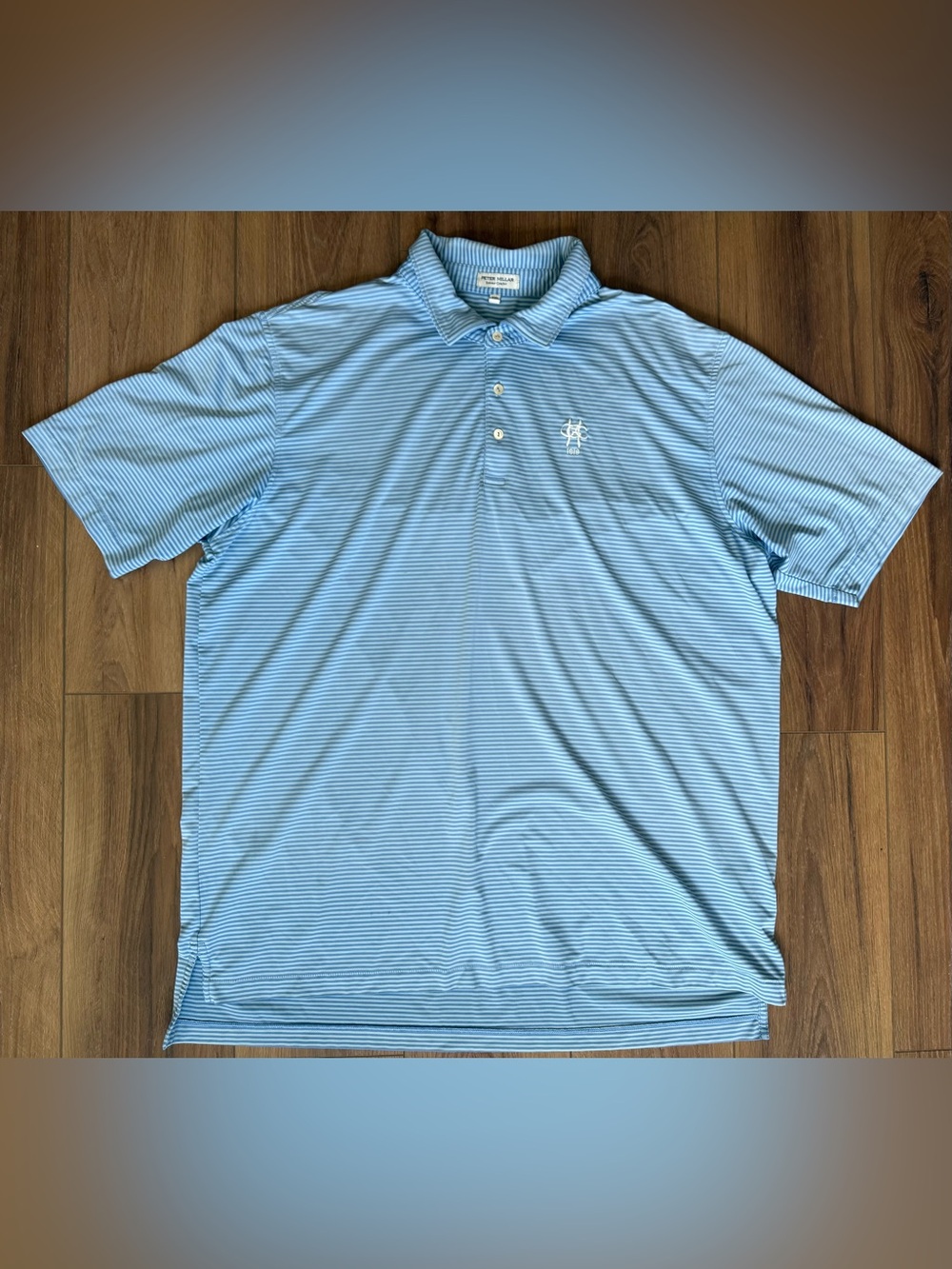 Peter Millar Summer Comfort 1919 Blue White Jubilee Polo Golf Shirt XXL